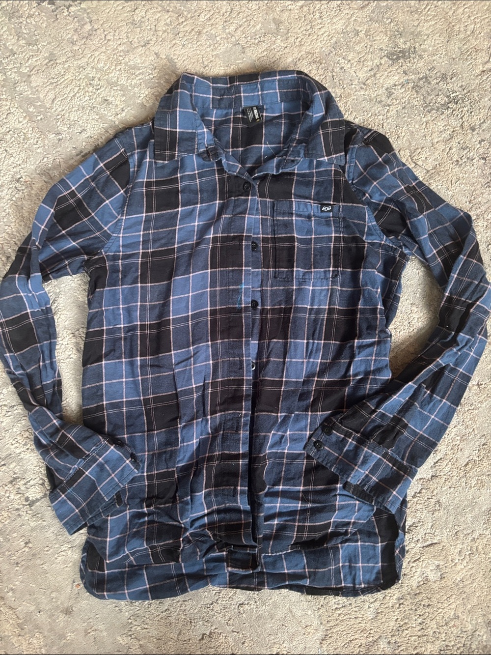 Fox Men's Blue and Black Plaid Button-Down Shirt